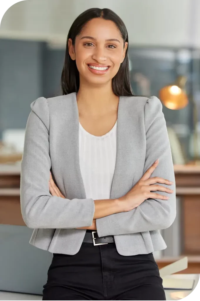 Woman in an RPO solutions office wearing a suit