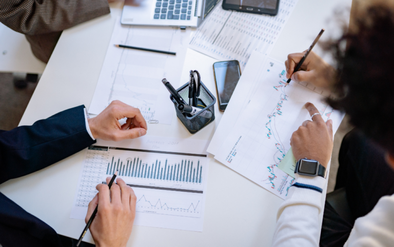 Coworkers reviewing documents