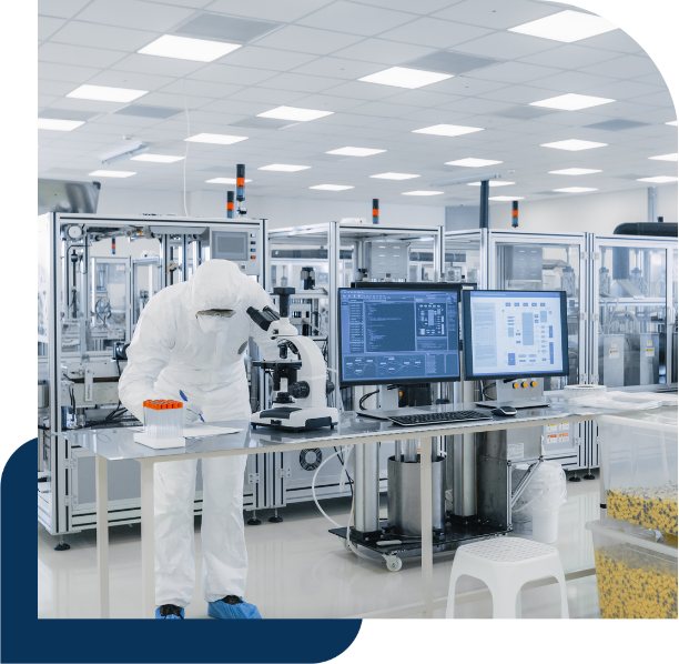 Clean room manufacturing technicians assembling bioprocessing components as part of a clean room manufacturing hiring and bioprocessing workforce solutions initiative.