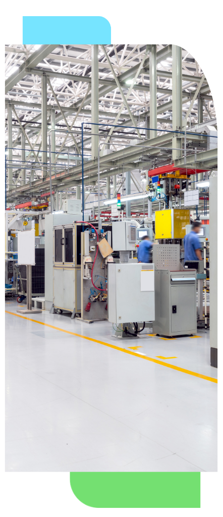 Skilled manufacturing workers using technology and equipment in a modern industrial facility